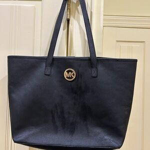 Michael Kors Black Tote with Gold Logo